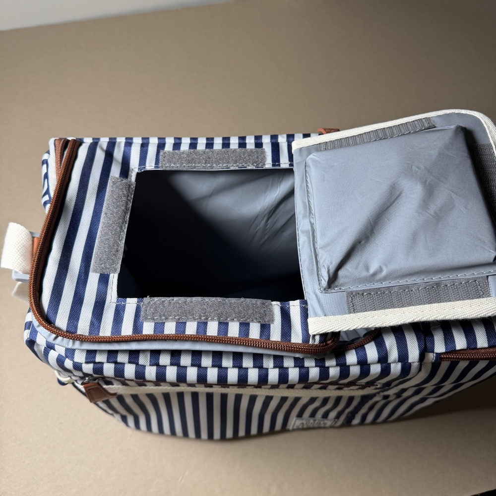 Acorn Street 2 Wine Bottles, 12-Can Soft Insulated Cooler Striped With Pockets - Picture 6 of 12
